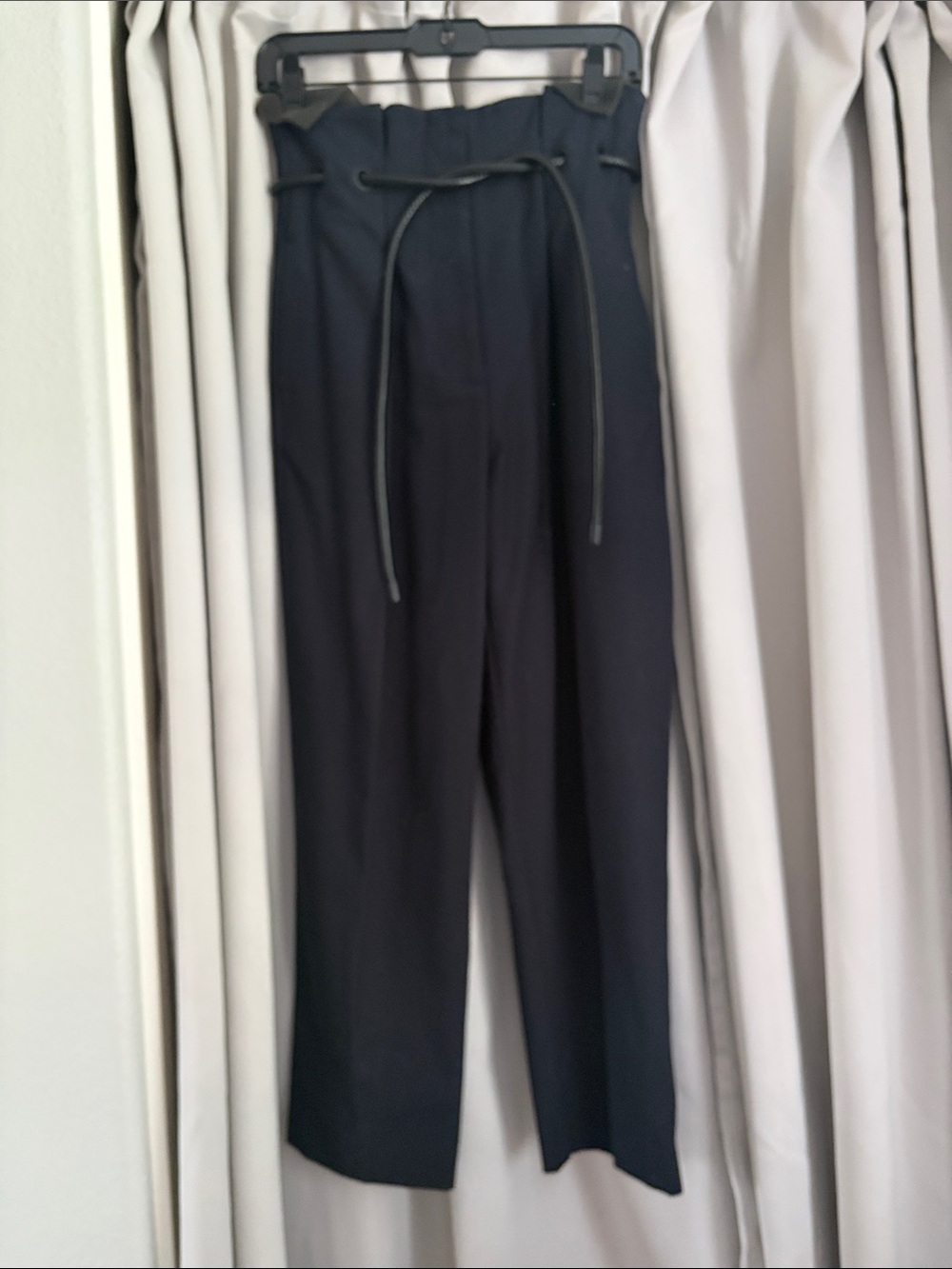 3.1 Phillip Lim Navy Paperbag-Waist Wide-Leg Trousers